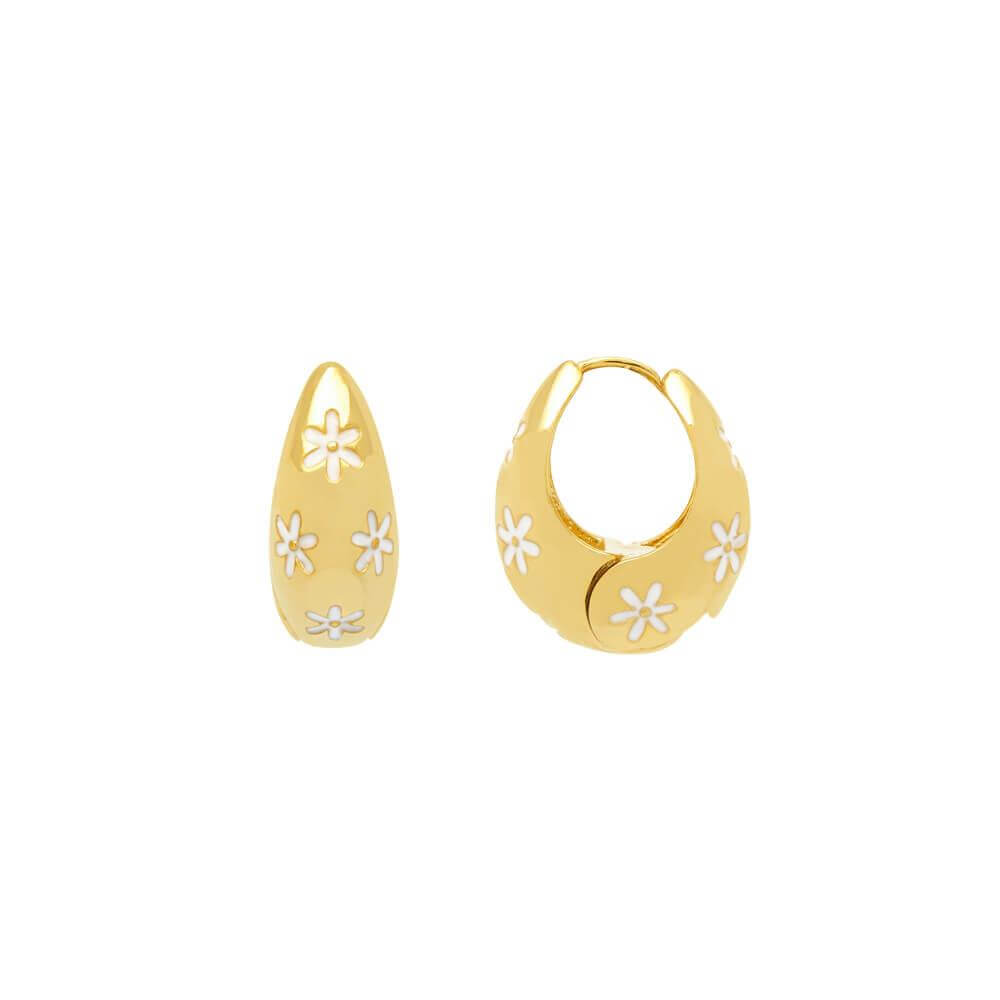 Estella Bartlett Gold Plated Chunky Floral Hinge Hoop Earrings